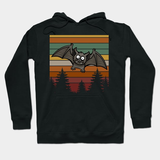 Bat Vintage Sunset Retro Halloween Design Hoodie by Up 4 Tee